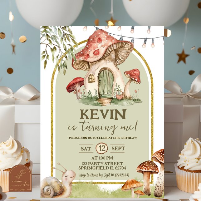 Schnecke und Pilzwälder Erster Geburtstag Einladung (Von Creator hochgeladen)