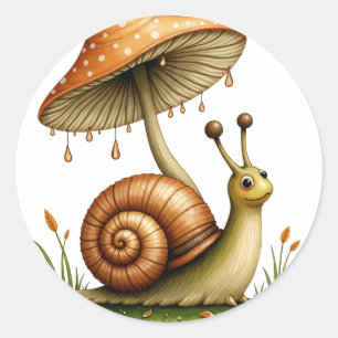 Schnecke unter Pilz Runder Aufkleber