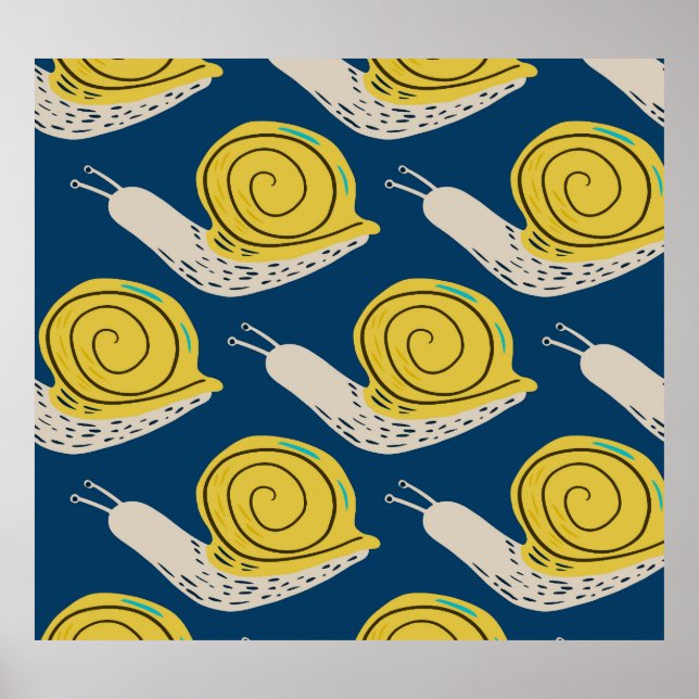Schnecken Silhouetten: gelb, rosa Muster. Poster (Vorne)
