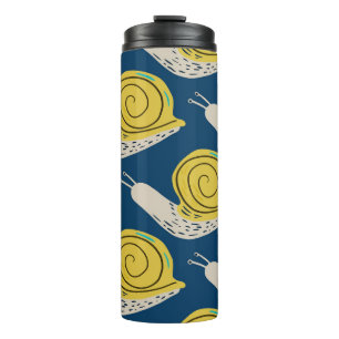 Schnecken Silhouetten: gelb, rosa Muster. Thermosbecher