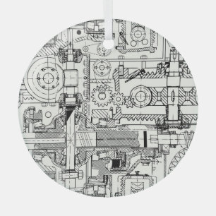 Schneckengetriebe: Nahtlose technische Maschine. Ornament Aus Glas