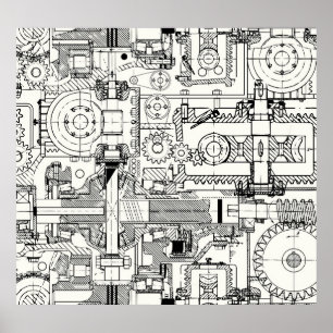Schneckengetriebe: Nahtlose technische Maschine. Poster