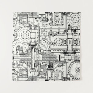 Schneckengetriebe: Nahtlose technische Maschine. Wandteppich