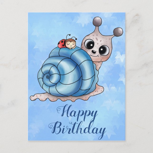 Schneckenhaus blau postkarte (Vorderseite)