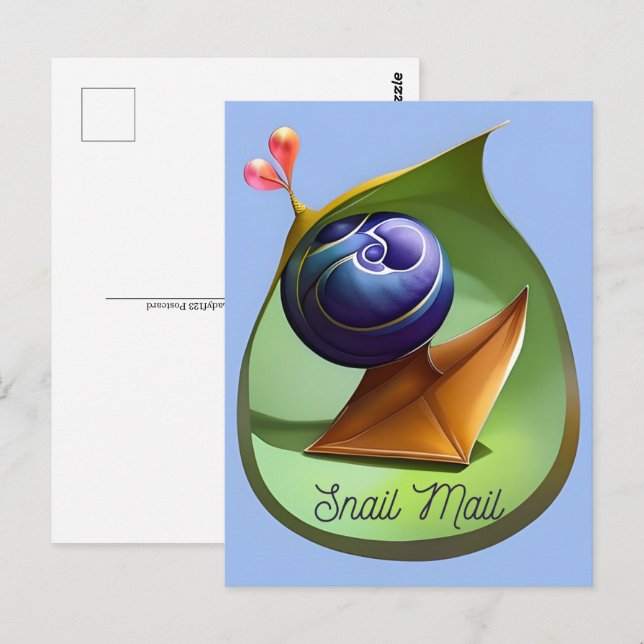 Schneckenpost, Postkarte für Postüberquerung (Vorne/Hinten)