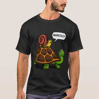 Schneckenreitende Schildkröte retro T-Shirt