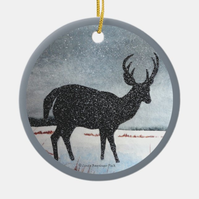 Schnee abgewischte Rotwild Keramik Ornament (Vorne)