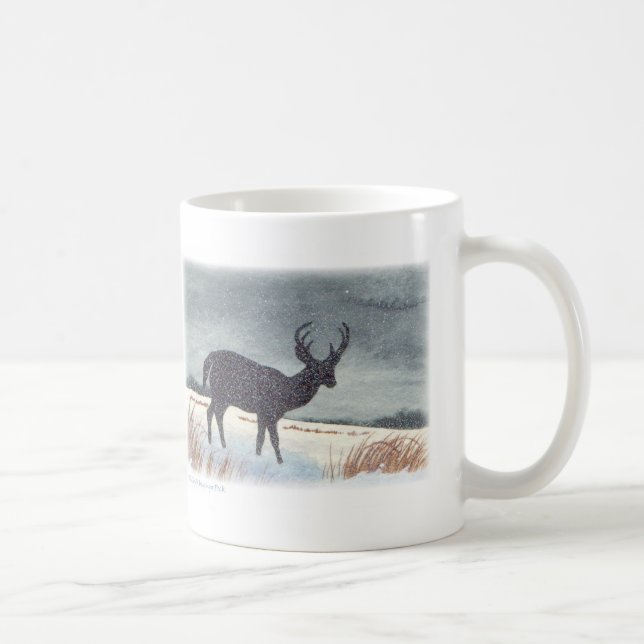 Schnee abgewischte Rotwild-Silhouette-Malerei Tasse (Rechts)