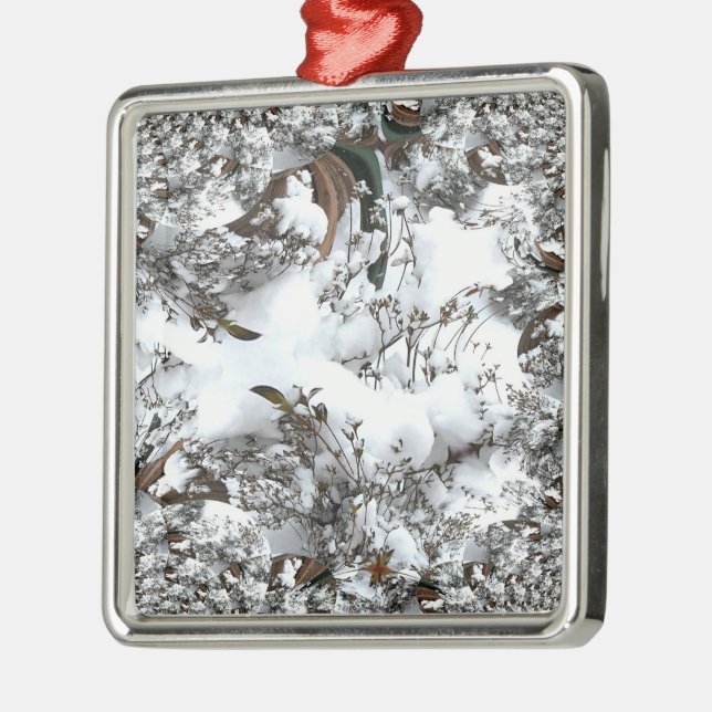 Schnee-Abstrakt Silbernes Ornament (Links)