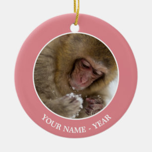 Schnee-Affe Babyjapanischer Macaque- Keramikornament