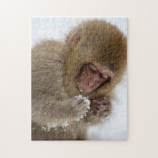 Schnee-Affe Babyjapanischer Macaque-| Puzzle (Vertikal)