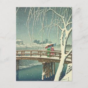 Schnee am Edo River Hasui Kawase Winter Kunstlands Postkarte