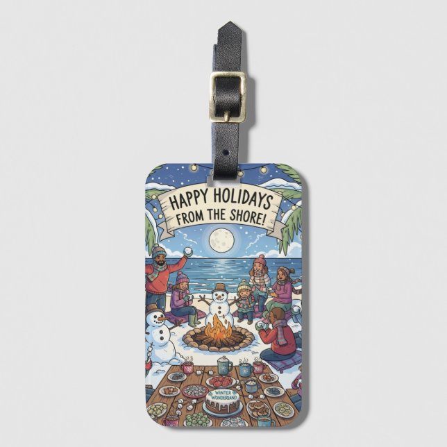 Schnee am Meer Gepäckanhänger (Vorderseite Vertikal)