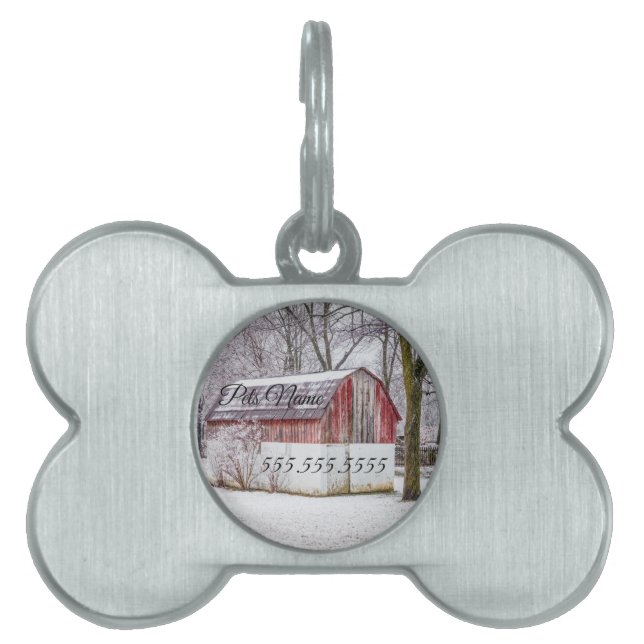 Schnee am Roten BarnPet-Tag Tiermarke (Vorderseite)
