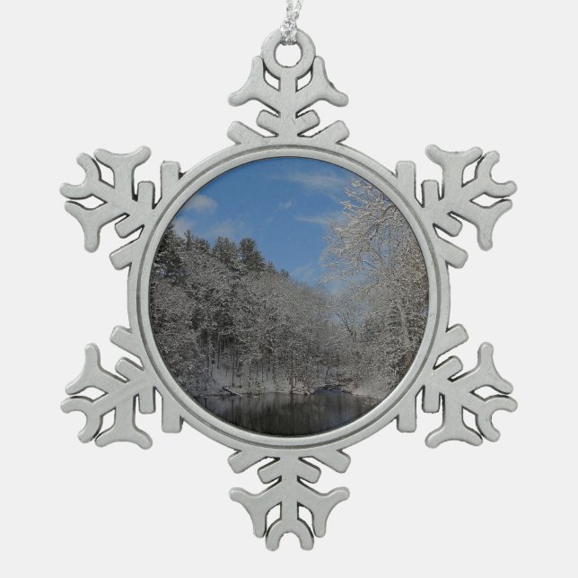 Schnee am Vanderbilt Boden Schneeflocken Zinn-Ornament (Vorderseite)