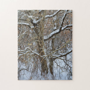 Schnee auf dem Baum Winter Art Puzzle