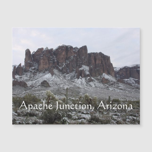 Schnee auf den Aberglaube-Bergen Magnetkarte (Vorderseite)