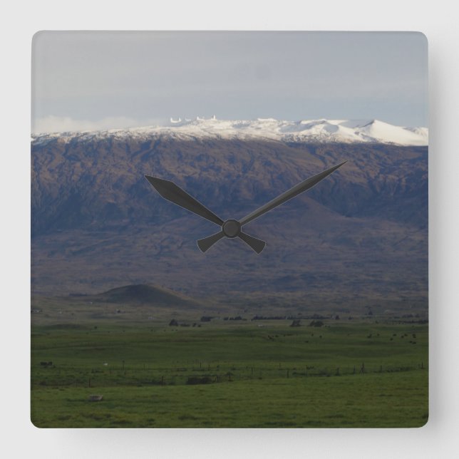 Schnee auf Mauna Kea Quadratische Wanduhr (Vorderseite)