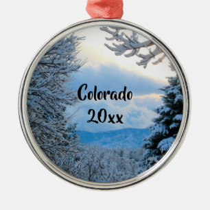 Schnee auf Pinien im Colorado Rocky Mountains Tref Ornament Aus Metall