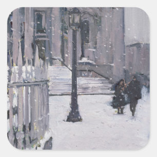 Schnee außerhalb von St. Paul's 2009 Quadratischer Aufkleber
