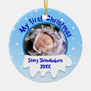 Schnee Babys erstes Weihnachtskundenspezifische Keramikornament