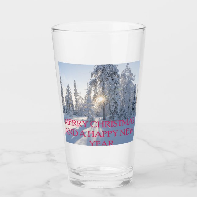 SCHNEE, BÄUME, DIE SONNE, BEREIT FÜR CHRISTMAS GLAS (Vorderseite)