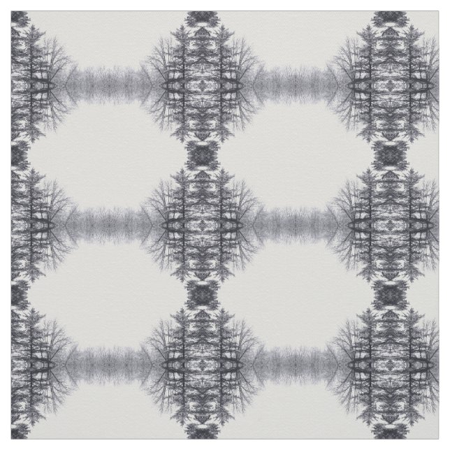 Schnee-bedeckte Bäume und Hexagon-Foto-Gewebe Stoff (Muster)