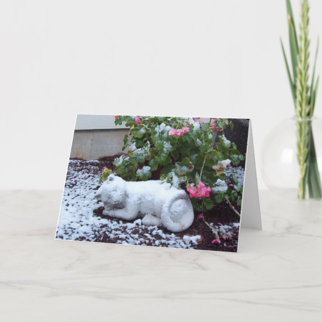 Schnee bedeckte Katzen-Karte Karte (Vorderseite)