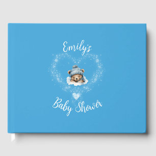 Schnee begeistert Blue Teddy Bear Baby Dusche Gästebuch