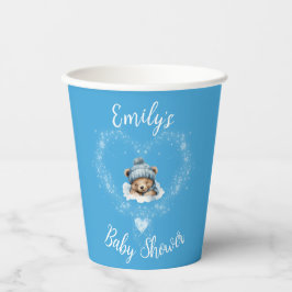 Schnee begeistert Blue Teddy Bear Baby Dusche Pappbecher