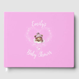 Schnee begeistert Pink Teddy Bear Baby Dusche Gästebuch