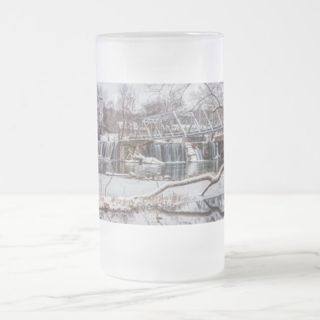 Schnee bei Finley Dam Mattierte Glasbierbläser Tas Mattglas Bierglas (Mittel)