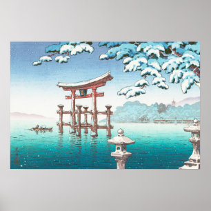 Schnee bei Miyajima hängende Winterlandschaft Wass Poster