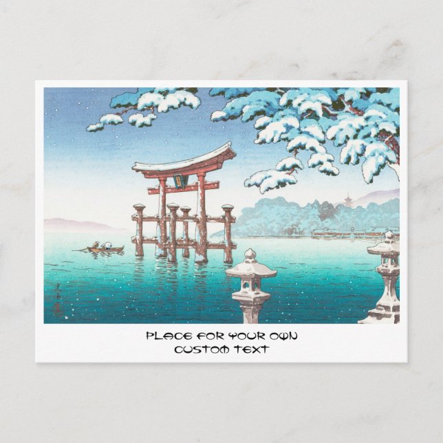 Schnee bei Miyajima hängende Winterlandschaft Wass Postkarte (Vorderseite)