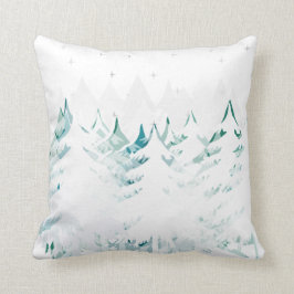 Schnee beladenes blaues aquamarines grünes kissen
