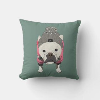 Schnee bereit, Französische Bulldogge Kissen