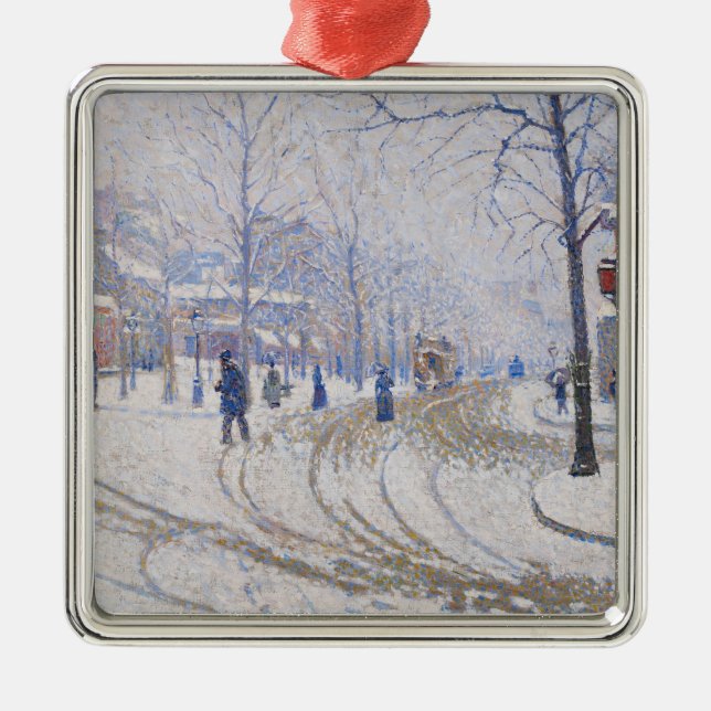 Schnee, Boulevard de Clichy, Paris, 1886 Ornament Aus Metall (Vorne)