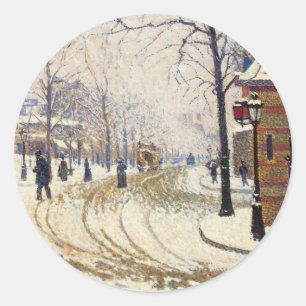 Schnee, Boulevard de Clichy, Paris von Paul Signac Runder Aufkleber