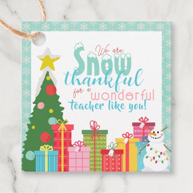 Schnee dankbare Lehrer Vielen Dank Geschenkanhänger (Vorderseite)