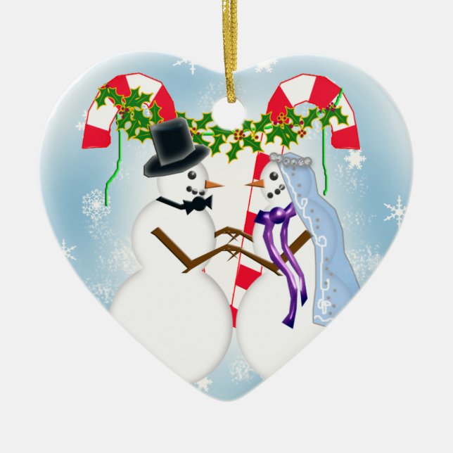 Schnee, der Save the Date wedding ist Keramik Ornament (Vorne)
