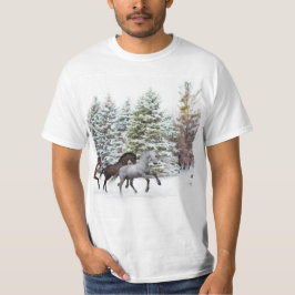 Schnee durch den Schnee stürzen - Laufende Pferde T-Shirt