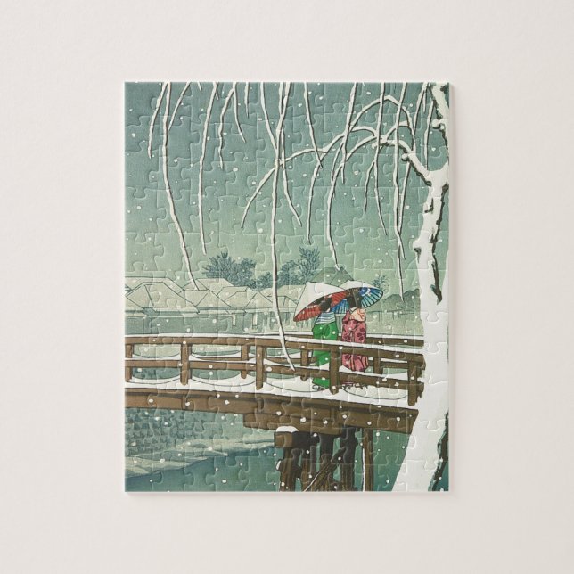 Schnee Edo-Fluss Hasui Kawase an der Puzzle (Vertikal)