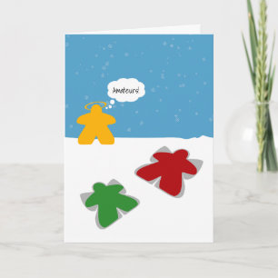 Schnee-Engel-Meeples-Gedankenkarte Karte