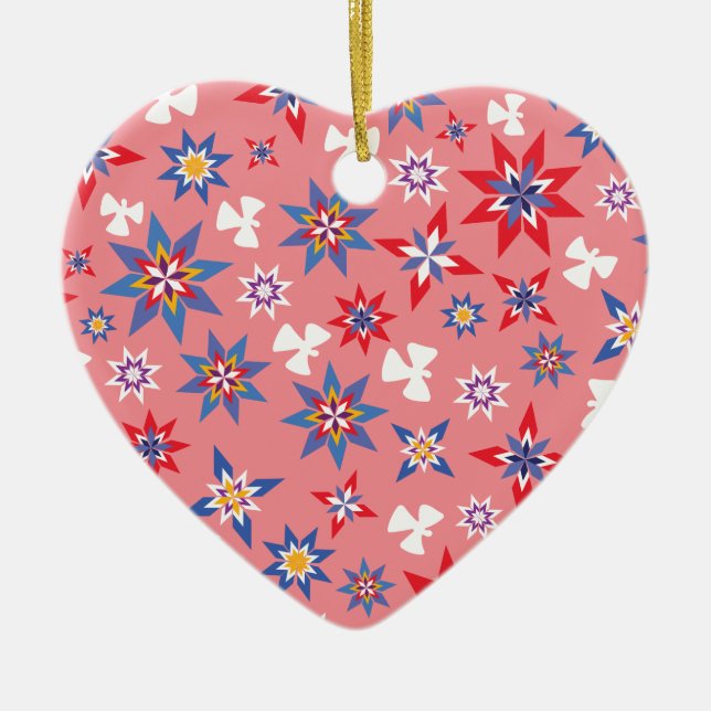 Schnee Engels-Rot u. Blau Keramikornament (Vorne)