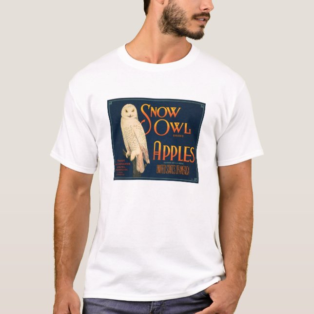Schnee-Eulen-Marken-Äpfel T-Shirt (Vorderseite)