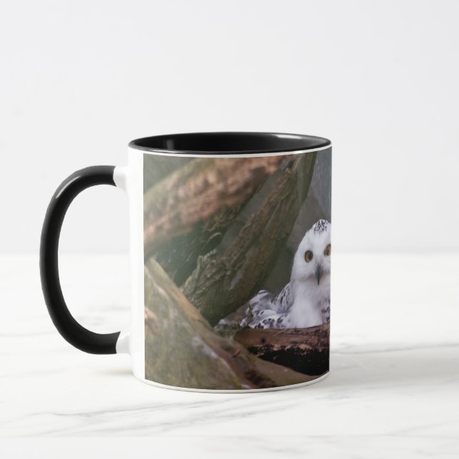 Schnee-Eulen-Paar-Wald-Wildtier-Kunst Tasse (Links)