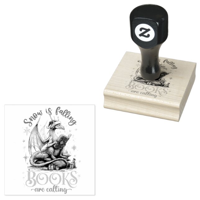 Schnee fällt, Bücher rufen  Gummistempel (Stempel)