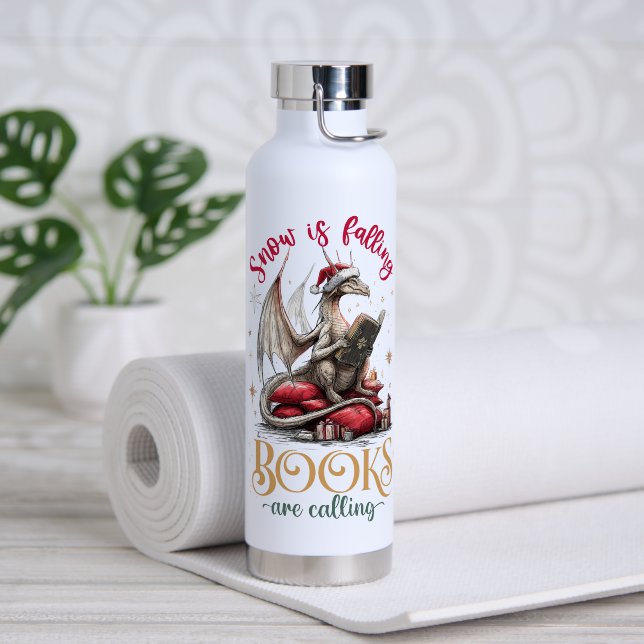 Schnee fällt, Bücher rufen  Trinkflasche (Yoga (gedreht))