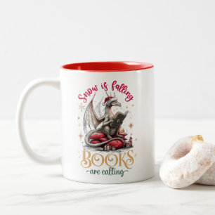 Schnee fällt, Bücher rufen Zweifarbige Tasse