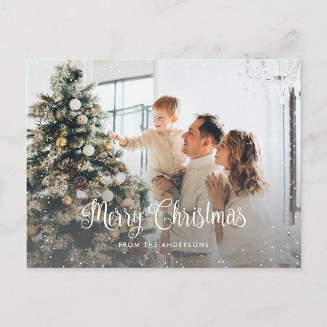 Schnee Frohe Weihnachten 2 Foto Postkarten (Vorderseite)